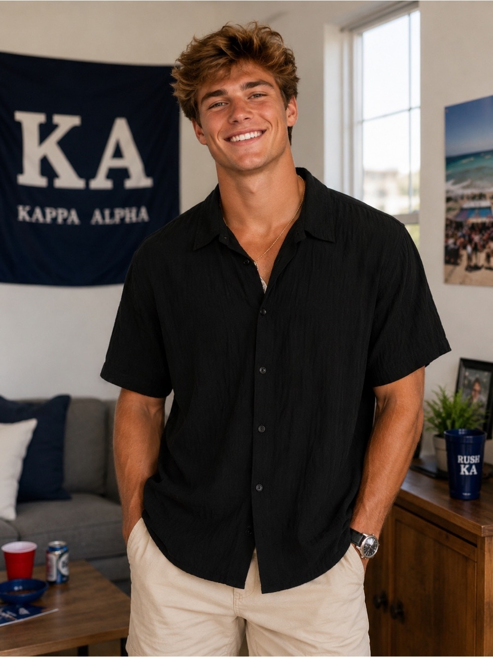 591 NN.07 Freddy 5721 Short Sleeve Seersucker Button-Up Shirt